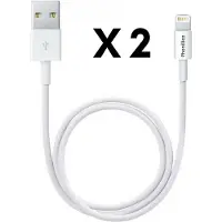 Phonillico 2x Lightning naar USB A Kabel Wit - 2 meter - Oplaadkabel voor iPhone 12 / 12 MINI / 12 PRO / 12 PRO MAX / 11 / 11 PRO / 11 PRO MAX / SE 2022 / SE 2020