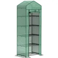 OEM Kas met roldeur, planken, wintervast, stalen polycarbonaat kas, kas voor balkon, tuin, tomatenkas, 69 x 49 x 193 cm, tomatenkas voor tomaten, groenten, bloemen, groen