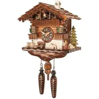 Engstler - 457_QM - Koekoeksklok - Kwarts - Notenhout - met muziek - 25 cm
