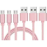 Phonillico 3x Micro USB naar USB A Nylon Gevlochten Kabel Roze - 1 meter - Oplaadkabel voor Samsung Galaxy S7 EDGE / S7 / S6 EDGE PLUS / S6 EDGE / S6 / S5 MINI / S4 / S4 MINI / S3 / S3 MINI