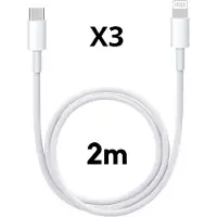 Phonillico 3x Lightning naar USB C Kabel Wit - 2 meter - Oplaadkabel voor iPhone 12 / 12 MINI / 12 PRO / 12 PRO MAX / 11 / 11 PRO / 11 PRO MAX / SE 2022 / SE 2020
