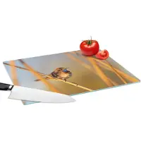 KitchenYeah Glazen Snijplank - 39x28 - Vogels - Blauwborst - Riet - Snijplanken Glas