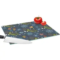 KitchenYeah Glazen Snijplank - 39x28 - Katten - Sneeuw - Kerstbal - Patronen - Snijplanken Glas