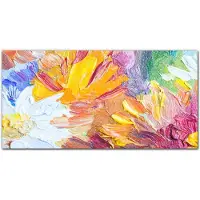 Tulup Canvas Doek Foto - Geschilderde bloemen Foto Op Canvas - 140 cm x 70 cm - Paars Canvas Foto - Vintage Canvas Decoratie - Canvas Schilderij - Canvas Kunst voor de Woonkamer
