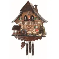 Engstler - 4969_QMT - Koekoeksklok - Kwarts - Notenhout - met muziek met dansend paar - 34 cm