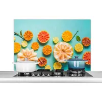 KitchenYeah Spatscherm keuken 100x65 cm - Kookplaat achterwand Citrus - Zomer - Fruit - Muurbeschermer - Spatwand fornuis - Hoogwaardig aluminium