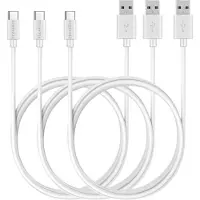 Phonillico 3x USB C naar USB A Kabel Wit - 3 meter - Oplaadkabel voor Oppo A5 Pro / Oppo A5 2020 / OPPO A9 2020