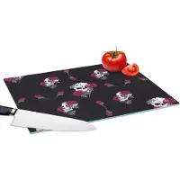 KitchenYeah Glazen Snijplank - 39x28 - Meiden - Skull - Rozen - Patronen - Girl - Kids - Kinderen - Meisje - Snijplanken Glas