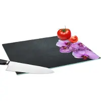 KitchenYeah Glazen Snijplank - 39x28 - Orchidee - Bloemen - Roze - Flora - Snijplanken Glas