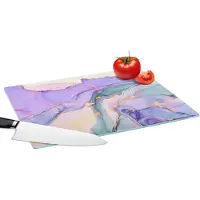 KitchenYeah Glazen Snijplank - 39x28 - Goud - Marmer - Paars - Snijplanken Glas