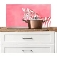 KitchenYeah Spatscherm keuken 80x40 cm - Kookplaat achterwand Zebra - Pink - Verf - Muurbeschermer - Spatwand fornuis - Hoogwaardig aluminium