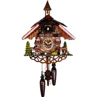 Engstler - 344_QM - Koekoeksklok - Kwarts - Notenhout - met muziek - 31 cm