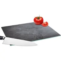 KitchenYeah Glazen Snijplank - 28x20 - Industrieel - Beton - Grijs - Leisteen - Retro - Snijplanken Glas