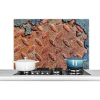 KitchenYeah Spatscherm keuken 100x65 cm - Kookplaat achterwand Diamantplaat - Beton print - Roest print - Vintage - Muurbeschermer - Spatwand fornuis - Hoogwaardig aluminium