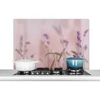 KitchenYeah Spatscherm keuken 100x65 cm - Kookplaat achterwand Lavendel - Bloemen - Paars - Botanisch - Natuur - Muurbeschermer - Spatwand fornuis - Hoogwaardig aluminium