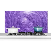 KitchenYeah Spatscherm keuken 120x60 cm - Kookplaat achterwand Paars - Abstract - Design - Muurbeschermer - Spatwand fornuis - Hoogwaardig aluminium