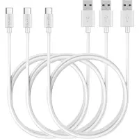 Phonillico 3x USB C naar USB A Kabel Wit - 1 meter - Oplaadkabel voor Oppo Reno 6 5G / Reno 6 Pro / Reno 6 Z / Reno 6 Lite