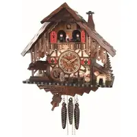 Engstler - 487_MT - Koekoeksklok - 1-daags kettinguurwerk - Notenhout - met muziek met dansend paar - 34 cm