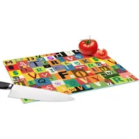 KitchenYeah Glazen Snijplank - 39x28 - Alfabet - Letter - Patroon - Snijplanken Glas