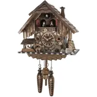 Engstler - 48713_MT - Koekoeksklok - 1-daags kettinguurwerk - Notenhout - met muziek met dansend paar - 35 cm