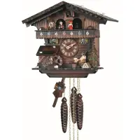 Engstler - 442_QMT - Koekoeksklok - Kwarts - Notenhout - met muziek met dansend paar - 26 cm