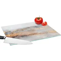 KitchenYeah Glazen Snijplank - 39x28 - Mist - Goud - Abstract - Snijplanken Glas