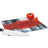 KitchenYeah Glazen Snijplank - 28x20 - Schilderij - Abstract - Rood - Olieverf - Snijplanken Glas