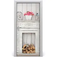 Tulup Deursticker - Haard Deur plakfolie - 95 cm x 205 cm - Grijs Deursticker - Moderne Deur Sticker - Deursticker voor de Slaapkamer - Deurposter