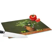 KitchenYeah Glazen Snijplank - 39x28 - Kan - Fruit - Bloemen - Snijplanken Glas