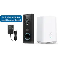 Eufy Security S220 Video Deurbel Inclusief HomeBase 2 + deurbel adapter met 8 meter kabel - Bundelvoordeel