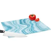 KitchenYeah Glazen Snijplank - 39x28 - Marmer - Blauw - Patroon - Snijplanken Glas