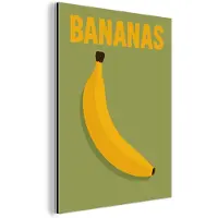 MuchoWow Aluminium schilderij 120x160 cm - Wanddecoratie metaal - Banaan - Minimalistisch - Geel - Metalen muurdecoratie woonkamer - Decoratie industrieel - Foto op dibond - Industriële accessoires slaapkamer