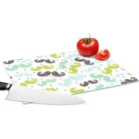 KitchenYeah Glazen Snijplank - 28x20 - Patronen - Snor - Kleuren - Jongens - Kinderen - Kids - Jongetje - Snijplanken Glas