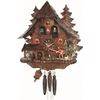 Engstler - 4739_MT - Koekoeksklok - 1-daags kettinguurwerk - Notenhout - met muziek met dansend paar - 34 cm