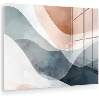 MuchoWow Glasschilderij 160x120 cm - Schilderij acrylglas - Abstract - Golven - Blauw - Foto op glas - Muurdecoratie woonkamer - Wanddecoratie slaapkamer - Schilderijen