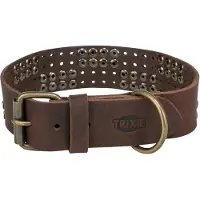 Trixie halsband hond rivet rustic vetleer donkerbruin M 38-47 cmx4 cm