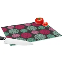 KitchenYeah Glazen Snijplank - 39x28 - Bloemen - Vintage - Roze - Turquoise - Patronen - Snijplanken Glas
