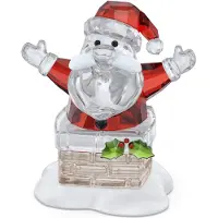 Swarovski beeldje Holiday Cheers Kerstman en Schoorsteen 5701507 | kerstdecoratie rood kristal decoratieobject | feestelijke ornamentstijl