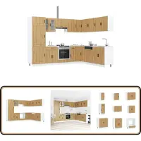 vidaXL Keukenkastenset Porto - 14-delig - Eiken Keuken Kast Set - Houten Keukenkasten - Keukenopstelling - Artisianale Eik - Opslagruimte Keuken