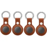 INF Geschik voor AirTag-etui met sleutelhanger PU-leer, 4-pack