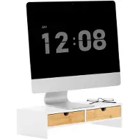SoBuy - Monitor Stand: Comfortabel en Functioneel - 47 x 18 x 11 cm - Wit