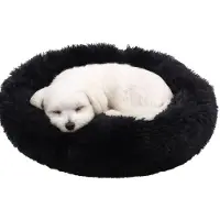 Flamingo Hondenmand – Donut Hondenmand – Kattenmand Pacha Rond Zwart Ø55 cm – Extra Zacht & Luxe voor Hond of Kat