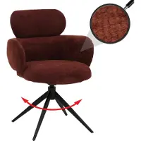 MCW Eetkamerstoel -O77, keukenstoel gestoffeerde stoel, draaibaar met automatische terugkeer, stof (310 g/m²) chenille Öko-Tex ~ roodbruin