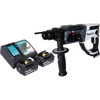 Makita DHR 202 RGW Accuklopboormachine 18 V 20 mm 2.0 J wit + 2x accu 6.0 Ah + lader