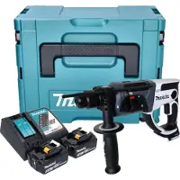 Makita DHR 202 RTJW Accuklopboormachine 18 V 20 mm 2.0 J wit + 2x accu 5.0 Ah + lader + Makpac