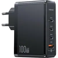 Usams - Oplader- USB Adapter - 100W - 4 poorten GaN snellader - PD 3.0 - QC 3.0