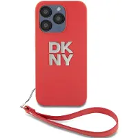 DKNY Pu Leather Stack Logo Wrist Strap Iphone 15 Pro Max Telefoonhoesje