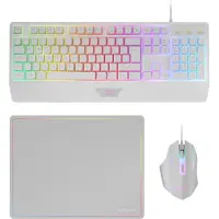 Mars Gaming MCP124W, Kabel, USB, Membraan toetsenbord, QWERTY-indeling, RGB LED-verlichting, Wit