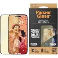 PanzerGlass Ultra-Wide Fit Apple iPhone 15 Blauw Licht Filter Screenprotector Glas Zwart