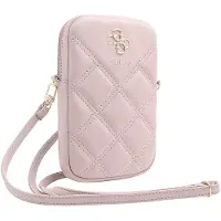 GUESS Quilted 4G Metal Logo Wallet Pouch met Riem (7 Inch) - Roze